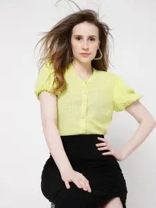 Vero Moda Lime Green Checked Shirt Style Top