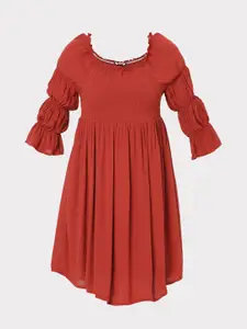 Vero Moda Maroon Fit & Flare Dress
