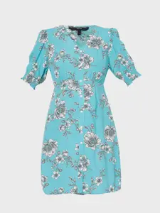 Vero Moda Blue Floral Print A-Line Dress
