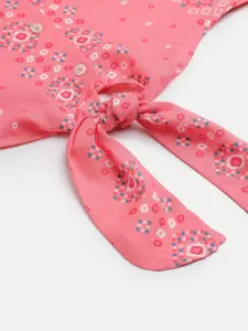 Global Desi Girls Pink Ethnic Printed Shirt Style Top