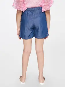 Global Desi Girls Blue Tencel Shorts