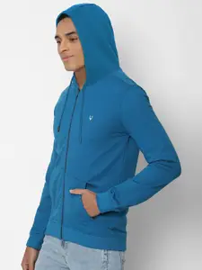 Allen Solly Men Blue Hooded Front-Open Sweatshirt