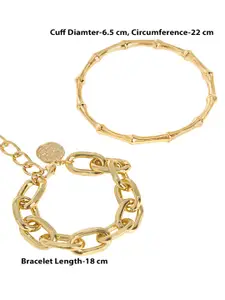 ToniQ Women Set of 2 Gold-Toned Gold-Plated Link Bracelets