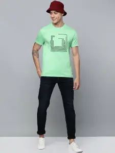 Levis Men Green & Black Printed Pure Cotton T-shirt