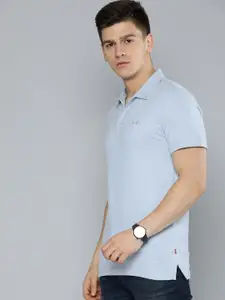 Levis Men Blue Solid Polo Collar Pure Cotton T-shirt