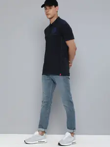 Levis Men Black Solid Polo Collar Regular Sleeves Embroidered T-shirt