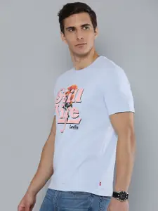 Levis Men Blue Typography Printed Pure Cotton T-shirt