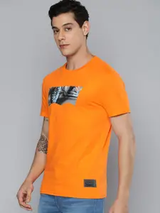 Levis Men Orange Abstract Printed Pure Cotton Casual T-shirt