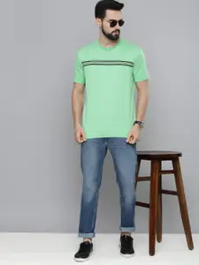 Levis Men Green Striped Pure Cotton T-shirt