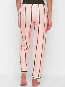 FashionRack Women Pink & Black Striped Cotton Lounge Pants