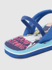 toothless Girls Blue & Red Barbie Printed Rubber Thong Flip-Flops