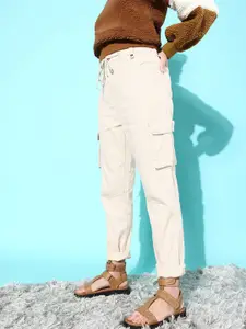 Roadster Women Alluring White High-Rise Boyfriend Fit Stretchable Jeans