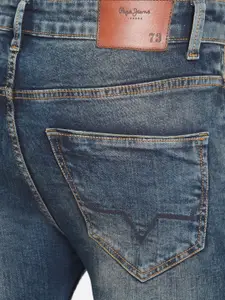 Pepe Jeans Men Blue Super Skinny Fit Mildly Distressed Heavy Fade Stretchable Jeans