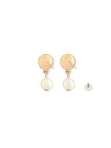 AMI Gold-Plated & White Circular Drop Earrings