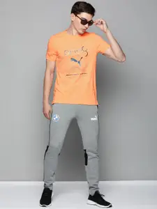 one8 x PUMA Men Orange Brand Logo One8Core Pure Cotton Virat Kohli Slim Fit T-shirt