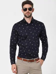 SELECTED Men Navy Blue Slim Fit Printed Casual Shirt