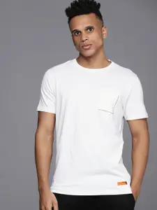 Allen Solly Tribe Men White Typography Back Print Round Neck Pocket Detailing T-shirt