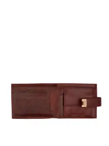 Provogue Men Brown Textured RFID Leather Two Fold Wallet