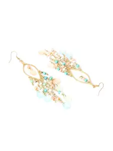 Yellow Chimes Rose Gold-Plated Gold-Toned & Peach-Coloured Contemporary Drop Earrings