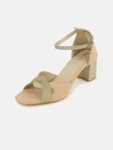 Marc Loire Cream-Coloured Suede Block Heels