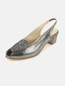 Marc Loire Grey Textured PU Block Pumps