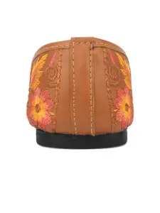 DESI COLOUR Women Brown Woven Design Ethnic Mojaris Flats