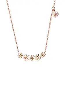 Yellow Chimes Rose Gold-Plated Flower Charm Stainless Steel Pendant With Chain