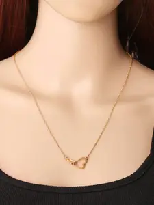 Yellow Chimes Yellow Chime Rose Gold-Plated Dual Heart Charm Pendant With Chain