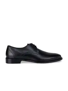 ROSSO BRUNELLO Men Black Solid Leather Formal Derbys