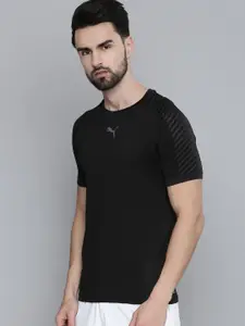 Puma Men Black Brand Logo Printed Slim Fit FORMKNIT SEAMLESS Training T-shirt