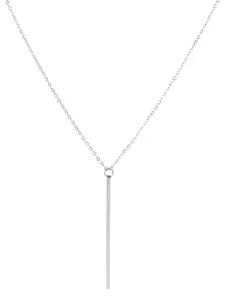 Yellow Chimes White & Silver-Plated Bar Style Pendant Neck Chain