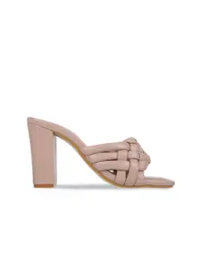 SHUZ TOUCH Nude-Coloured Block Sandals