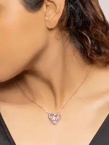 GIVA 925 Sterling Silver Rose Gold Plated Meandering Heart Pendant