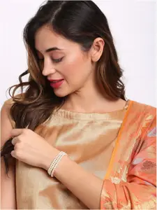 Ruby Raang Women Gold-Toned & White Pearls Gold-Plated Multi-strand Bracelet