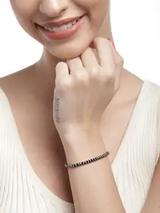 Zavya Women 925 Sterling Silver Cubic Zirconia Silver-Plated Charm Bracelet