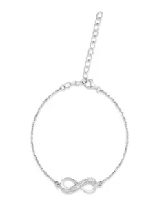 Zavya Women 925 Sterling Silver Cubic Zirconia Rhodium-Plated Charm Bracelet