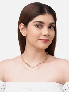 20Dresses Women White & Gold-Plated Pearl Linked Layered Necklace