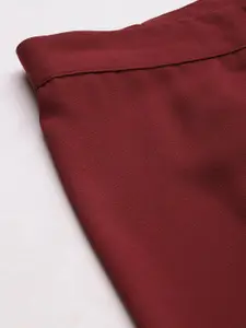 Chemistry Women Maroon Solid Front Slit Midi Straight Skirt