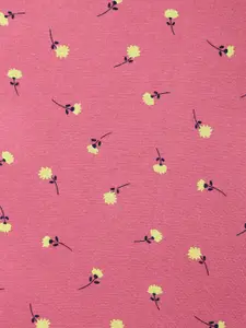 Dreamz by Pantaloons Pink Floral Printed Extended Sleeves Pure Cotton Lounge tshirt