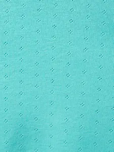 Dreamz by Pantaloons Wwomen Turquoise Blue Solid Pure Cotton Lounge tshirt