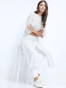 Vishudh Woman Off White Striped Kurta