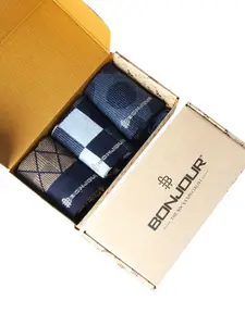 Bonjour Men Pack Of 3 Assorted Calf-Length Socks