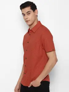 FOREVER 21 Men Maroon Micro Ditsy Printed Casual Shirt