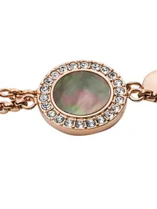 Fossil Women Rose Gold & White Charm Bracelet