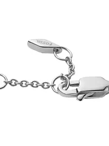 Fossil Women Silver Toned & Gold Toned Vintage Motifs Charm Bracelet