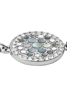 Fossil Women Silver-Toned & Green Mother of Pearl Charm Bracelet