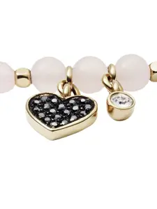 Fossil Women Pink Crystals Charm Bracelet