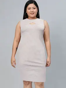 Roadster Women Grey Self-Design Cut it Off Dress