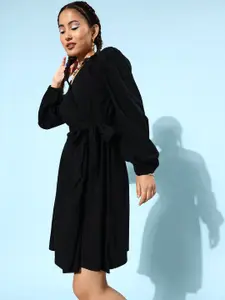 Roadster Women Black Solid Wrap it Up Dress