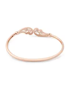 AMI Women Rose Gold Plated & White Brass Cubic Zirconia Kada Bracelet